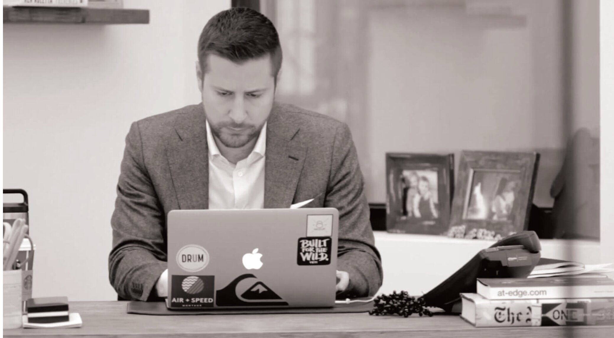 Rob Simone at his desk in the DRUM office